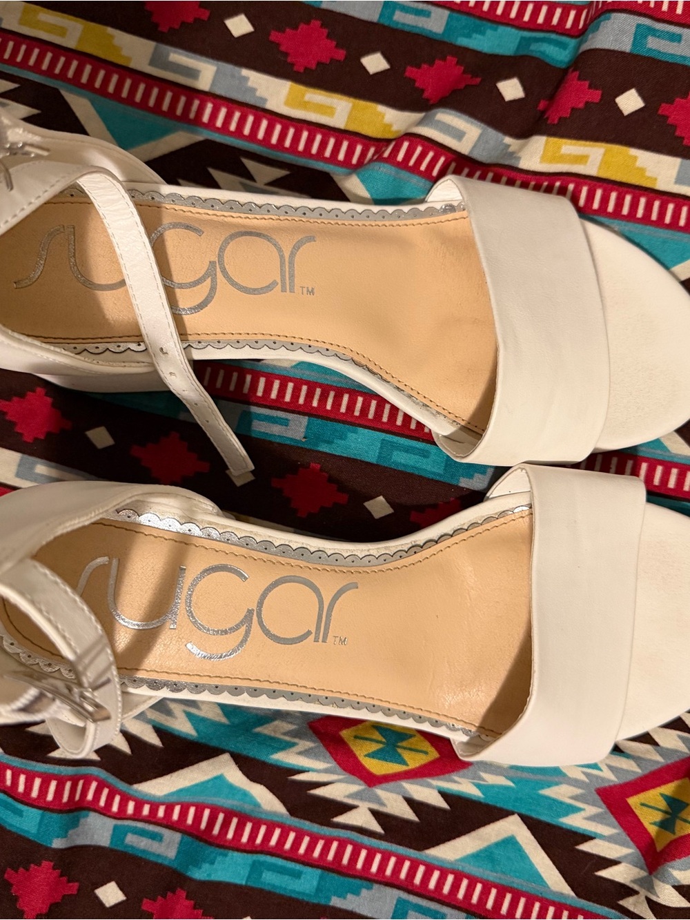 White Open-Toe Ankle-Strap Heels